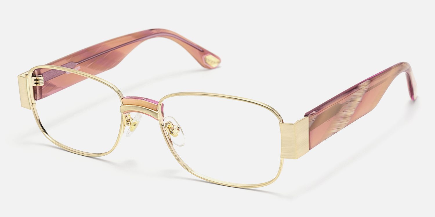 Nyame - Rectangle Gold Eyeglasses | Vooglam Front View