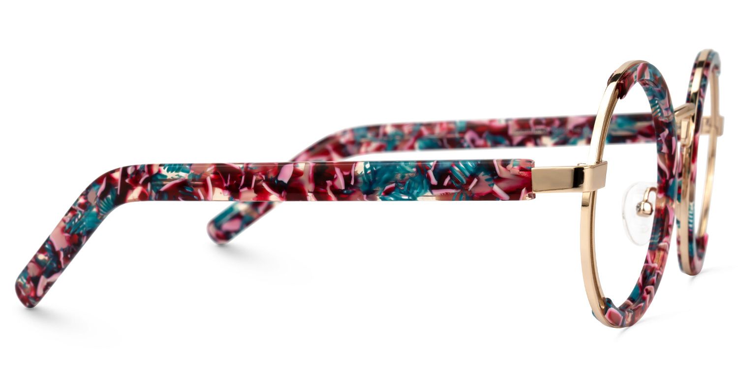 Darcila - Round Floral Eyeglasses by Vooglam - Product View 4
