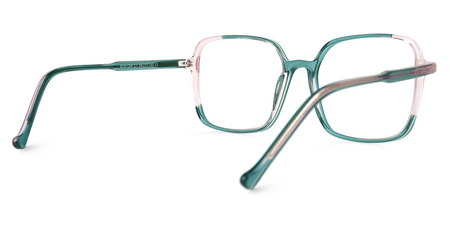 Delphina - Square Green Eyeglasses | Vooglam Side View