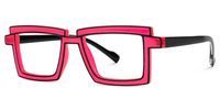 Joselyn - Cyberpunk Rectangle Black/Pink Frame Glasses | Vooglam Front View