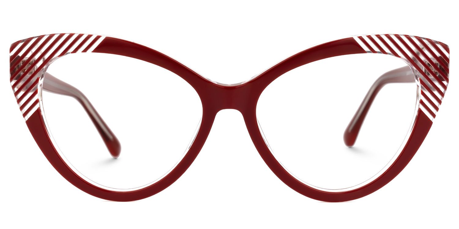 Danail - Cat Eye Red Eyeglasses | Vooglam Angle View