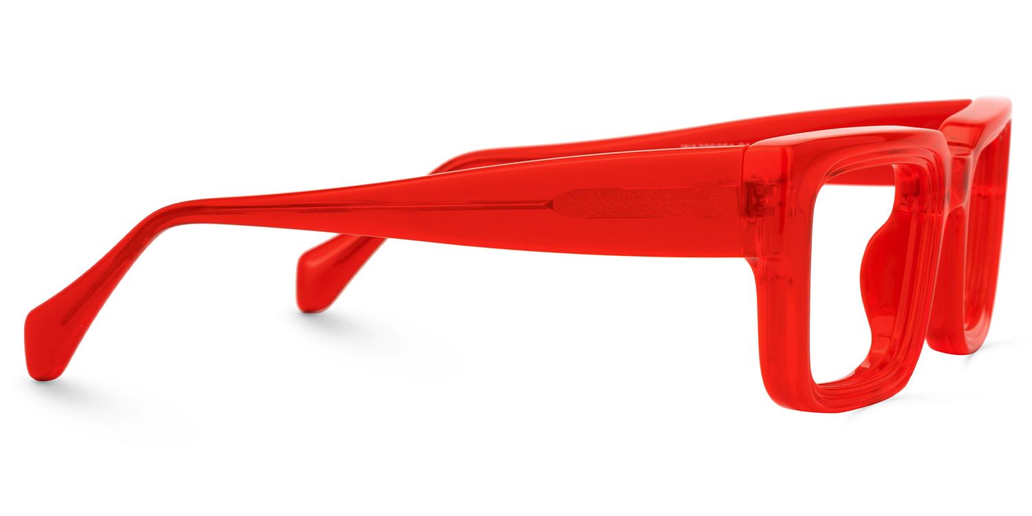 Cherie - Rectangle Red Eyeglasses by Vooglam - Product View 4