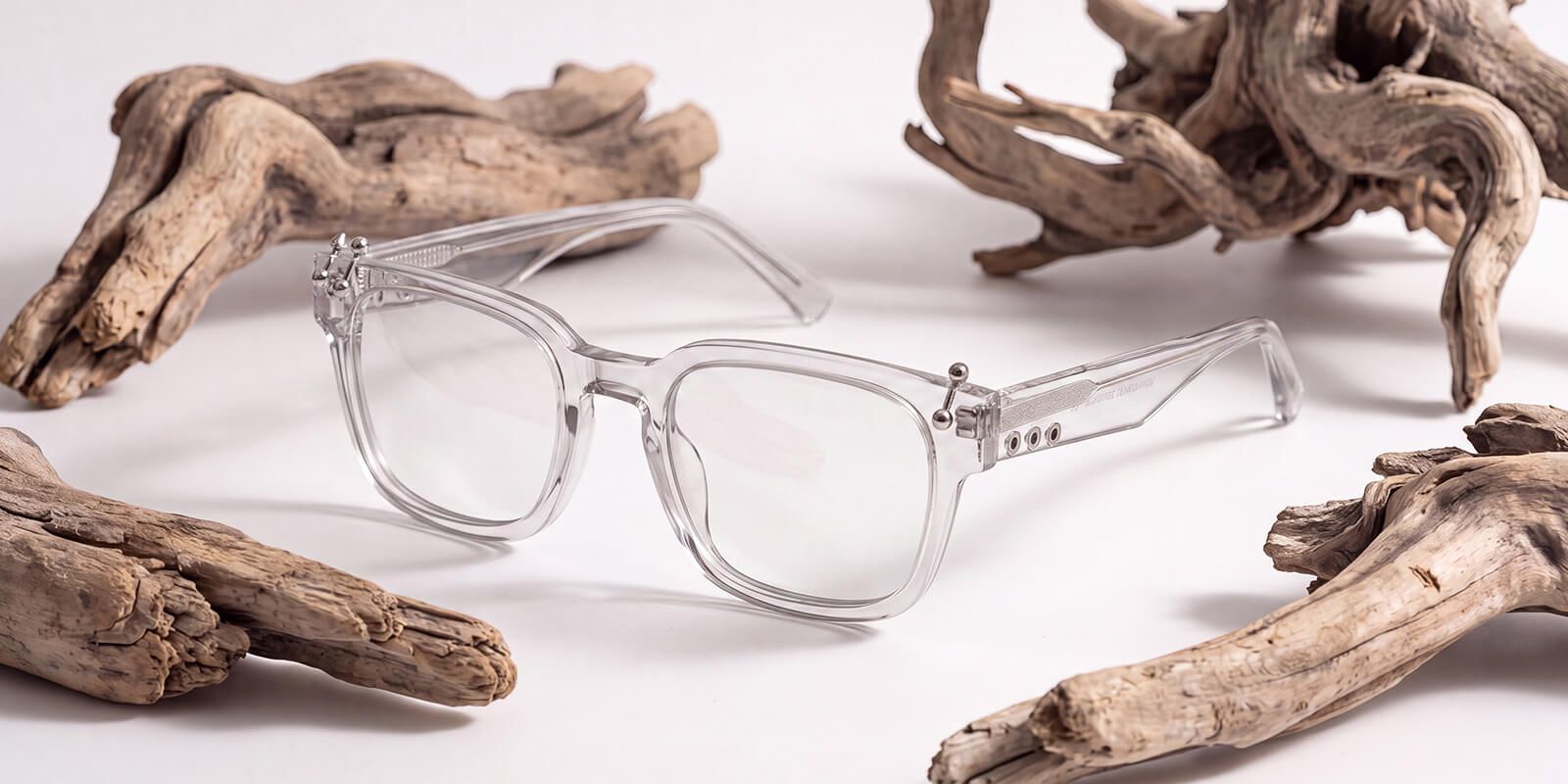 a transparent piercing glasses in wood
