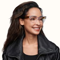 Asante - Square Transparent Eyeglasses | Vooglam On Model 2
