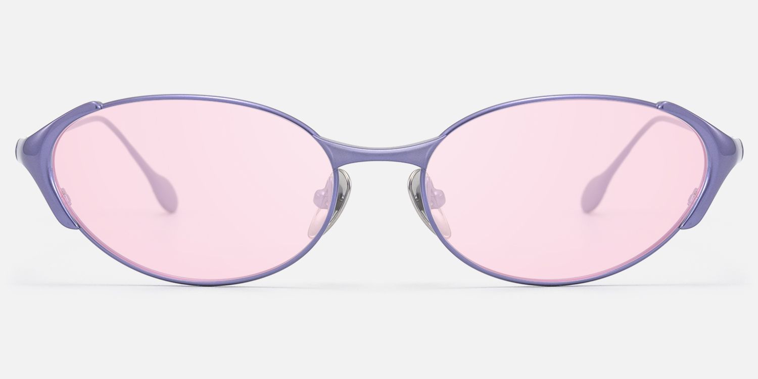 Ebisu - Purple Oval Rave Sunglasses with Pink Lens | Vooglam Angle View