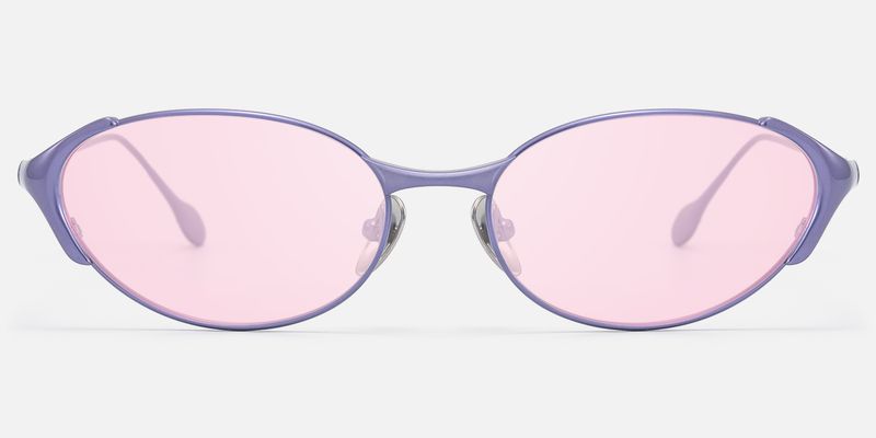 Ebisu - Purple Oval Rave Sunglasses with Pink Lens | Vooglam