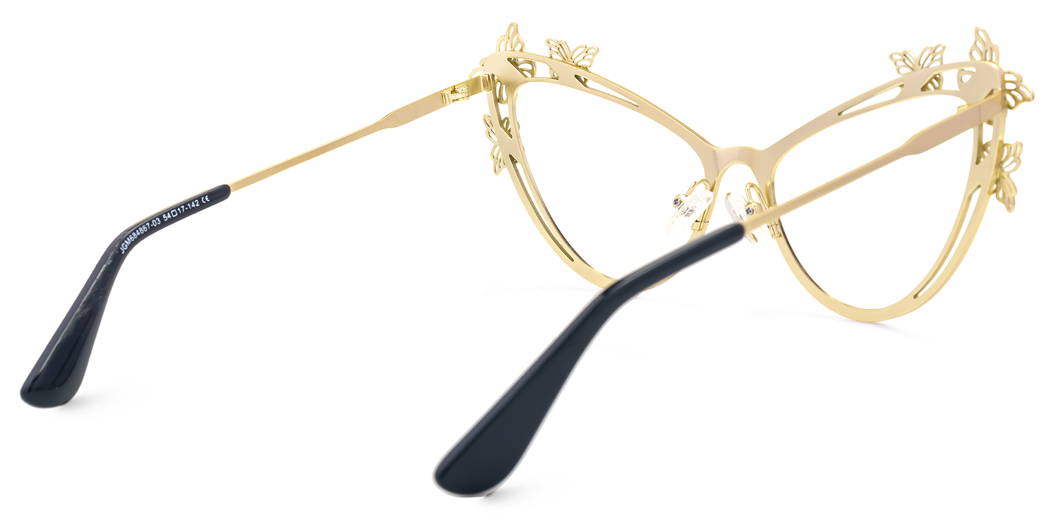 Elkan - Cat Eye Gold Eyeglasses | Vooglam Side View