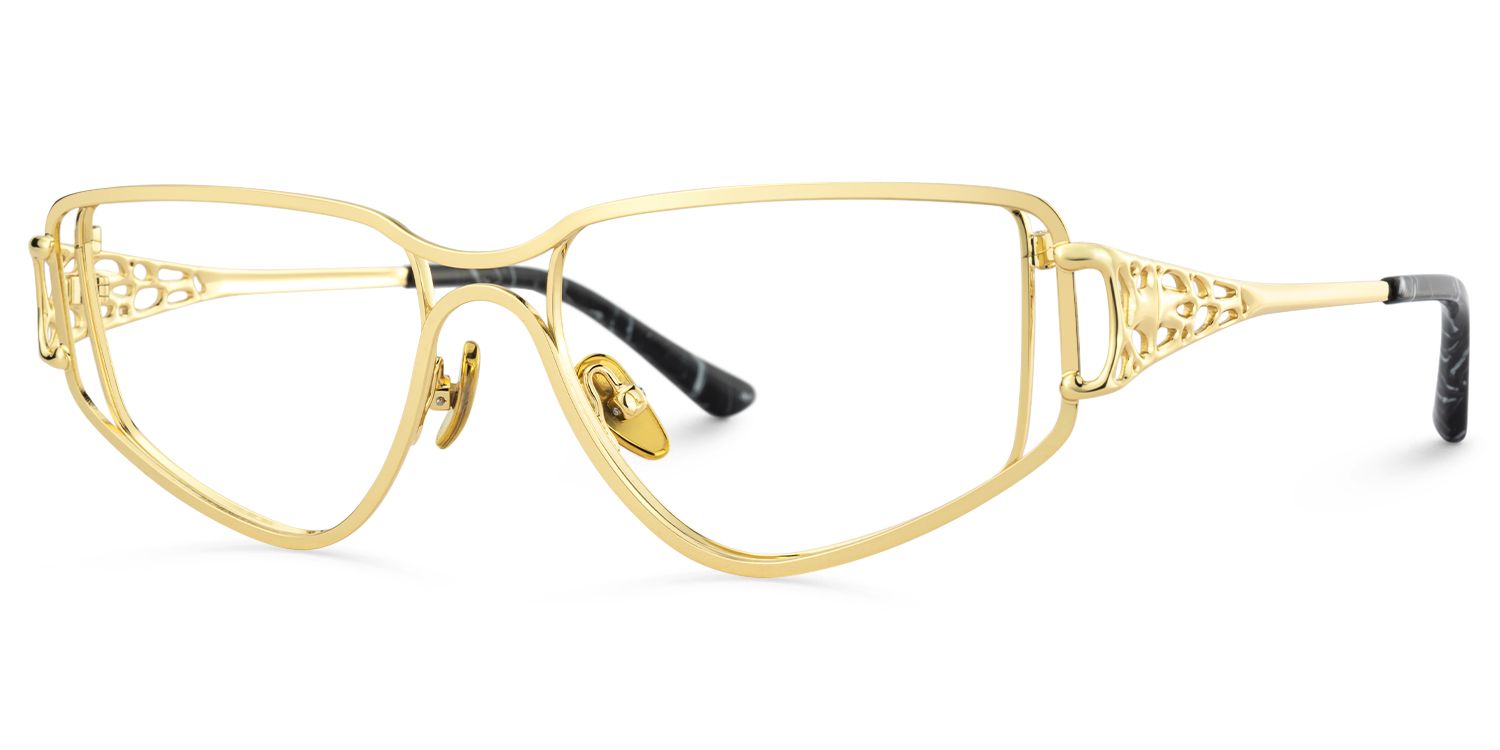 Sakina - Geometric Gold Eyeglasses | Vooglam Front View