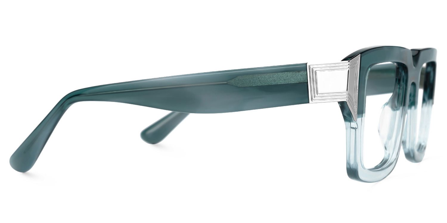 Emanita - Rectangle Green Eyeglasses by Vooglam - Product View 4