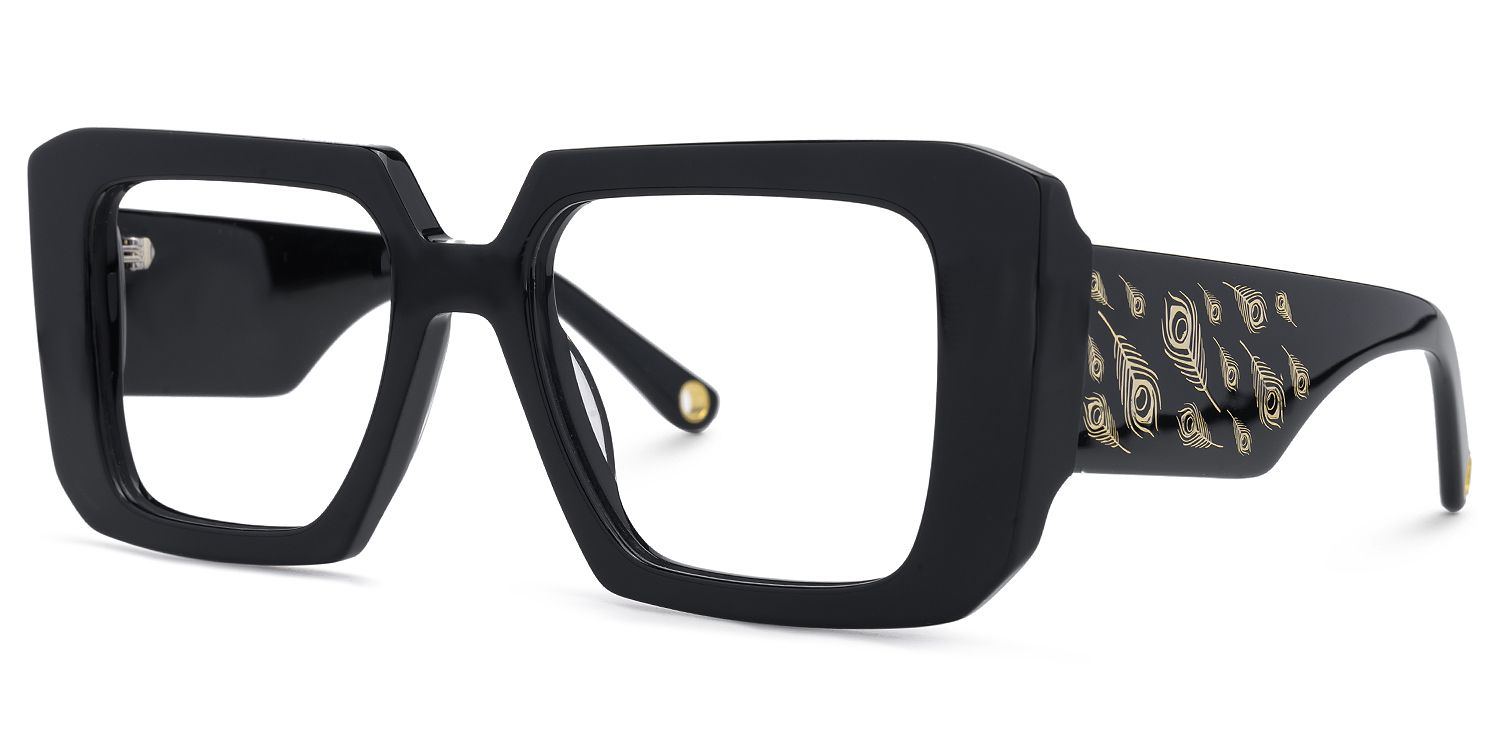 Ellery - Rectangle Black Eyeglasses | Vooglam Front View
