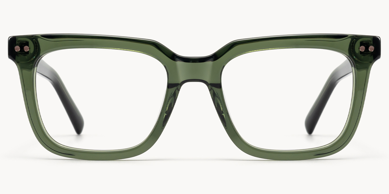 Remix - Rectangle Green Eyeglasses