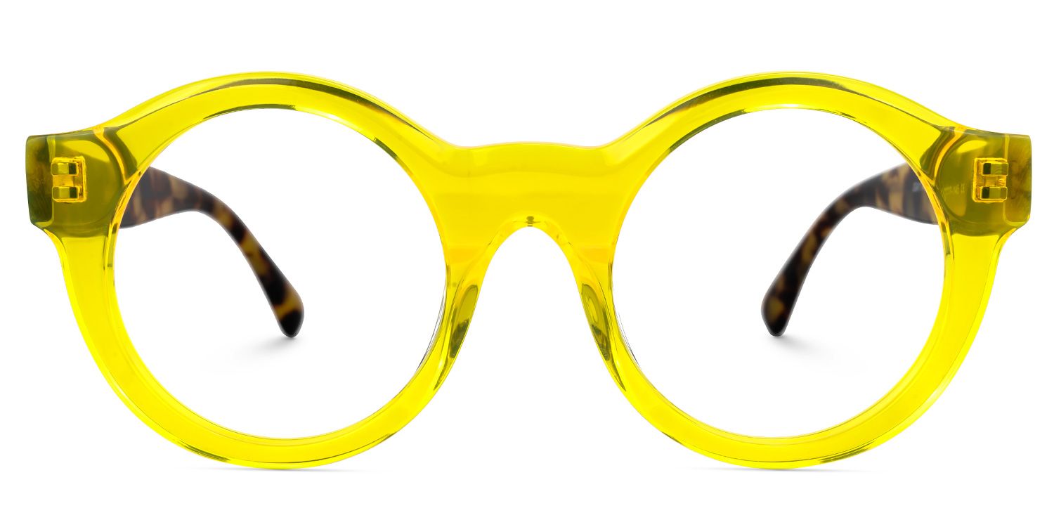Elefteria - Round Yellow Eyeglasses | Vooglam Angle View