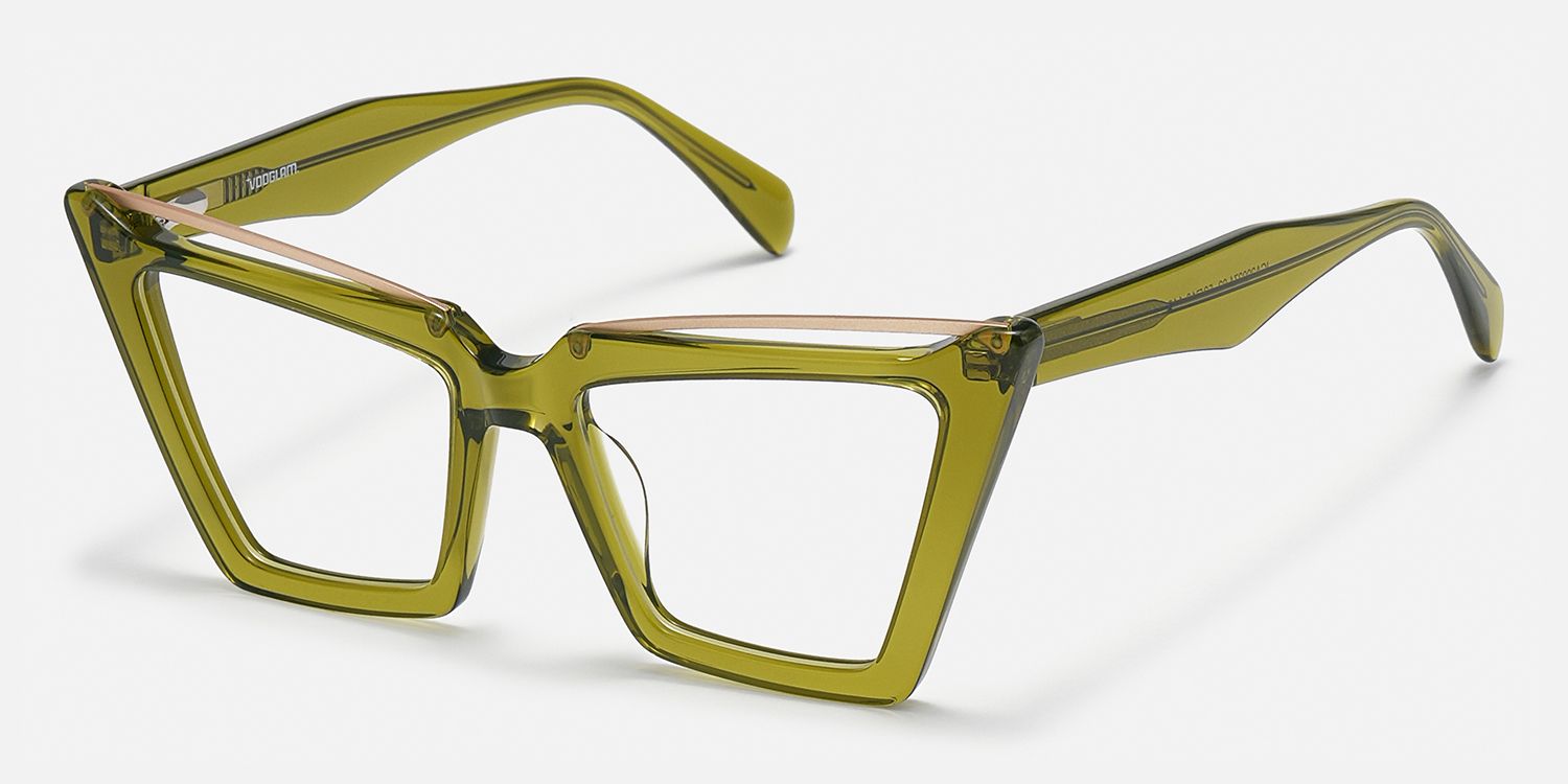 Eldad - Cat Eye Green Eyeglasses | Vooglam Front View