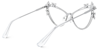 Elkan - Cat Eye Silver Eyeglasses | Vooglam Side View