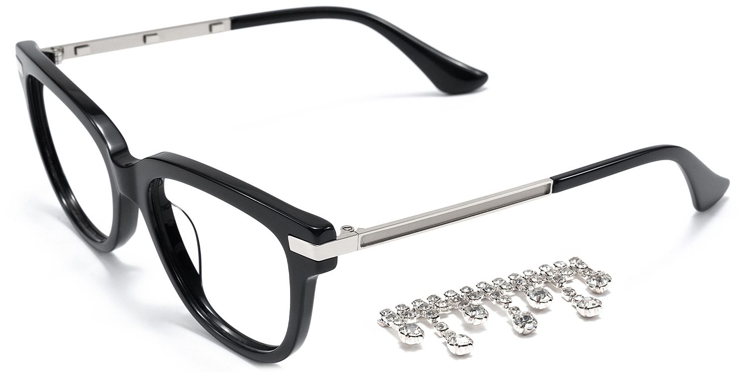 Reverie - Cat Eye Black Eyeglasses | Vooglam 5