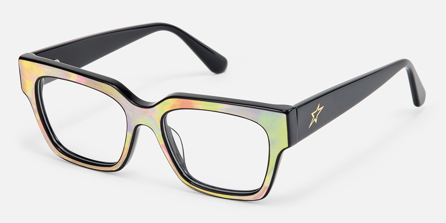 Qacha-Artistic Colorful Ink Wash Square Glasses | Vooglam Front View