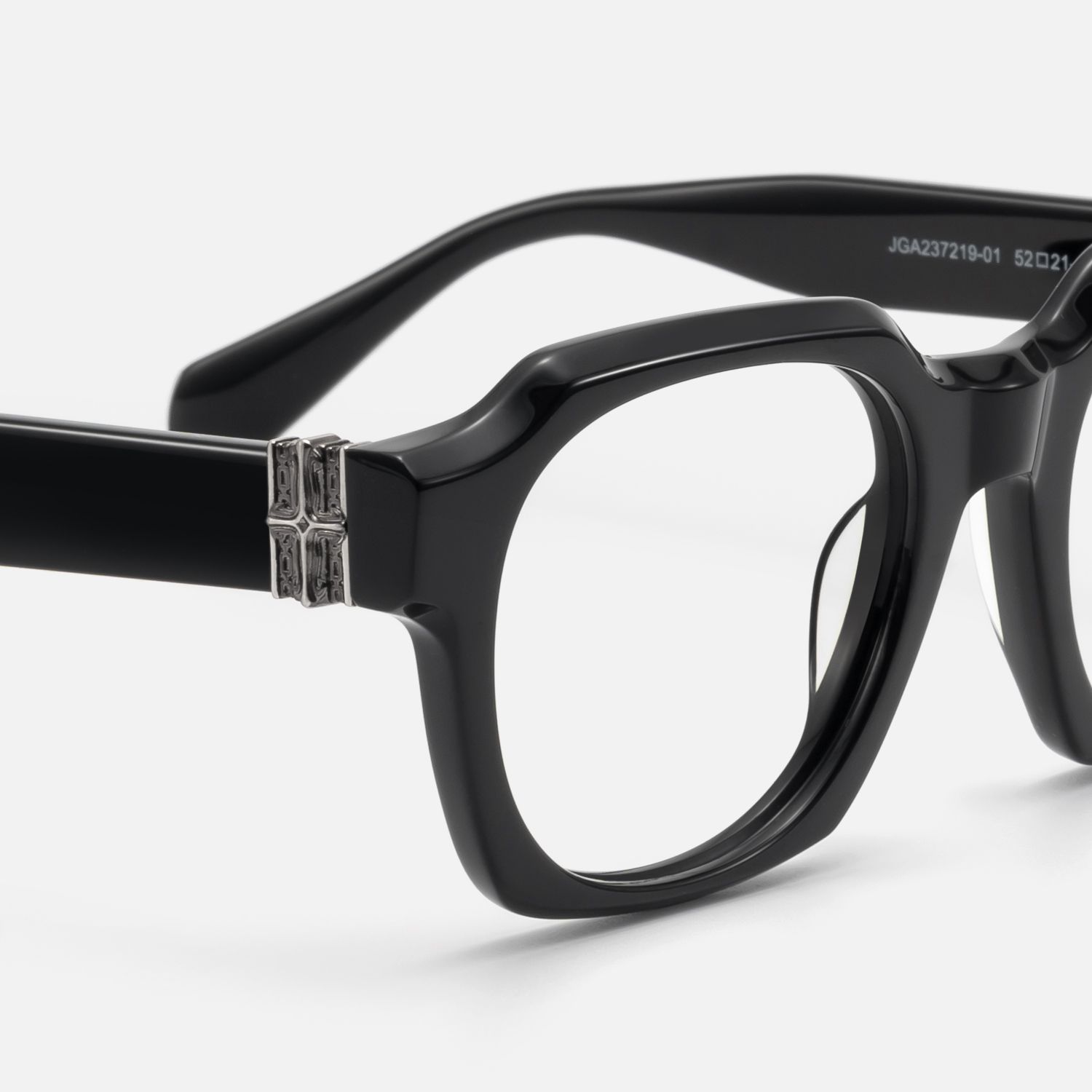 Vernon - Glossy Black Gothic Hexagon Glasses | Vooglam Design Details