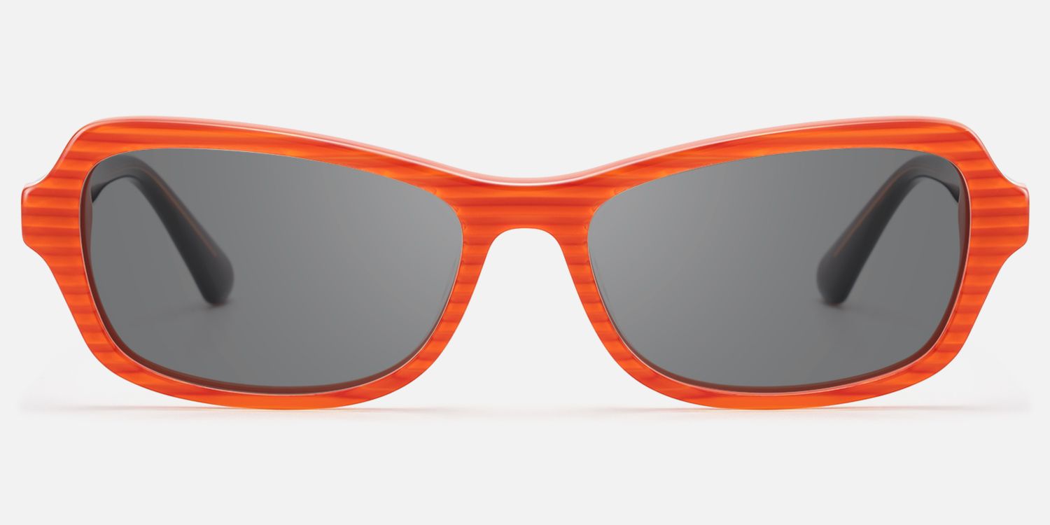 Pop - Gray Lens Orange Striped Bug Eye Shades by Vooglam - Angle View