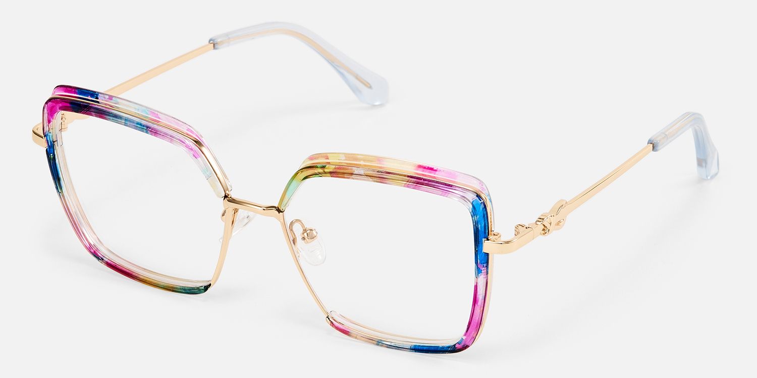 Fiorella - Square Multicolor Eyeglasses | Vooglam Front View
