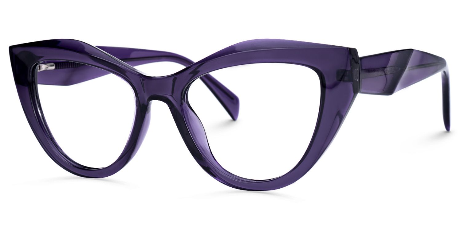 Fantine - Cat Eye Purple Eyeglasses | Vooglam Front View