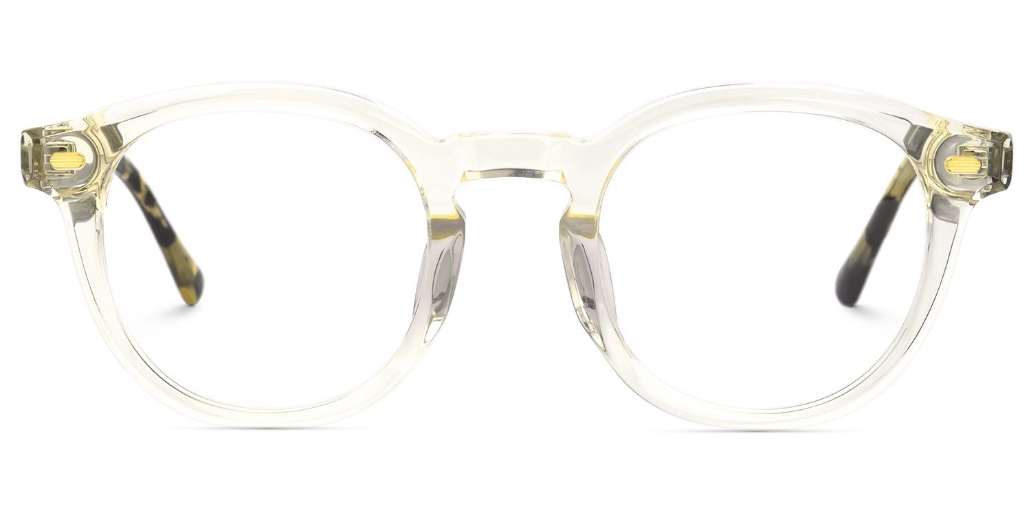 Kacela - Round Yellow Eyeglasses by Vooglam - Angle View