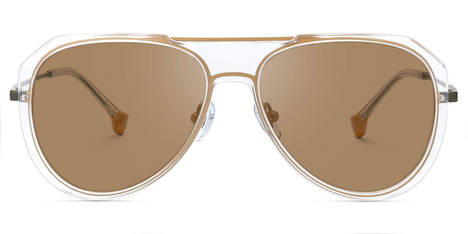 Hafsa - Aviator Champagne Prescription Sunglasses | Vooglam Angle View