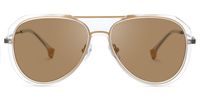 Hafsa - Aviator Champagne Prescription Sunglasses | Vooglam Angle View