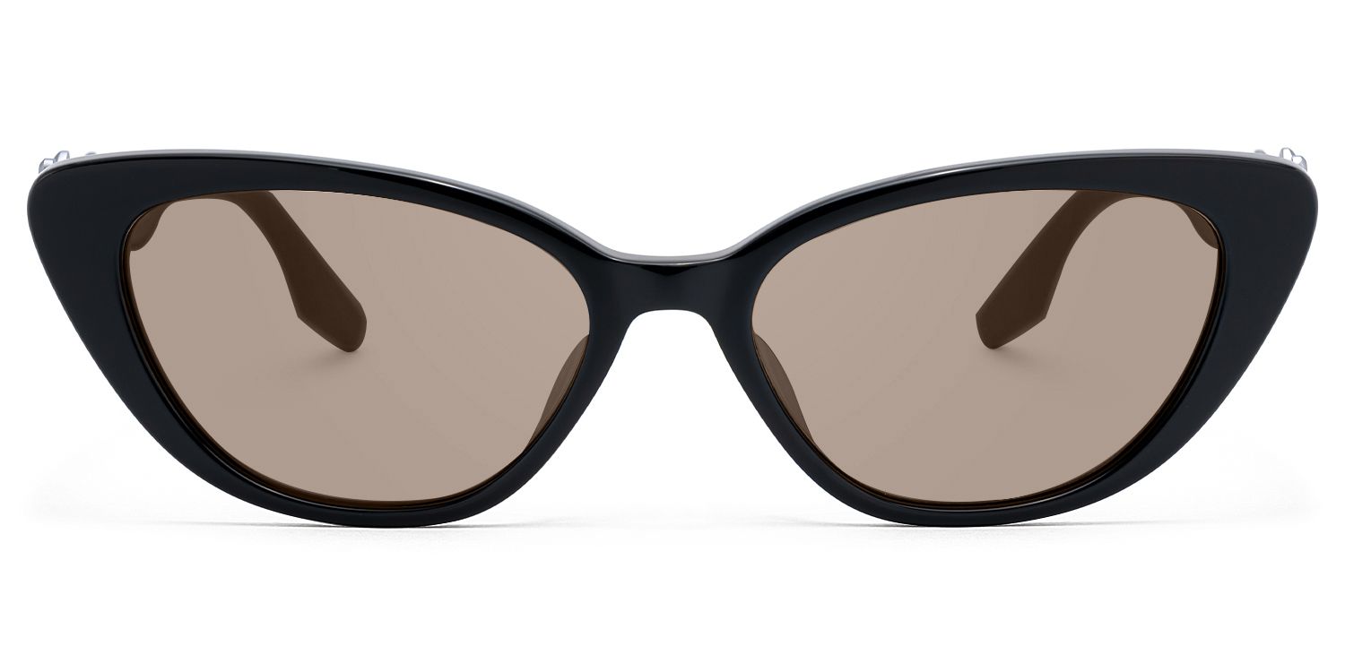 Frame Size of No Fate - Oversized Black Amber Cat Eye Shades | Vooglam