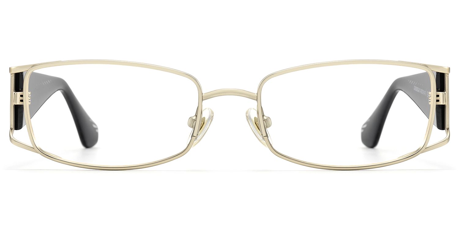 Wren - Unique Metal Rim Rectangle Gold Glasses | Vooglam Product Details 1
