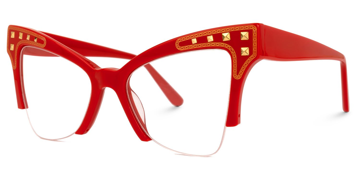 Afolabi - Cat Eye Red Eyeglasses | Vooglam Front View