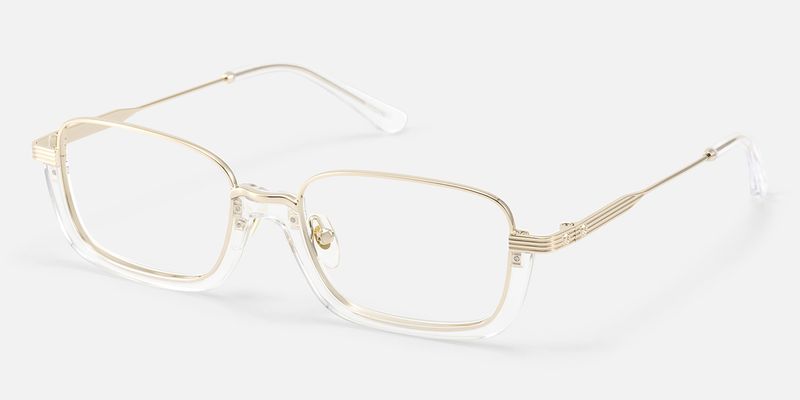 Basel - Clear Gold Half Rim Structural Frames | Vooglam