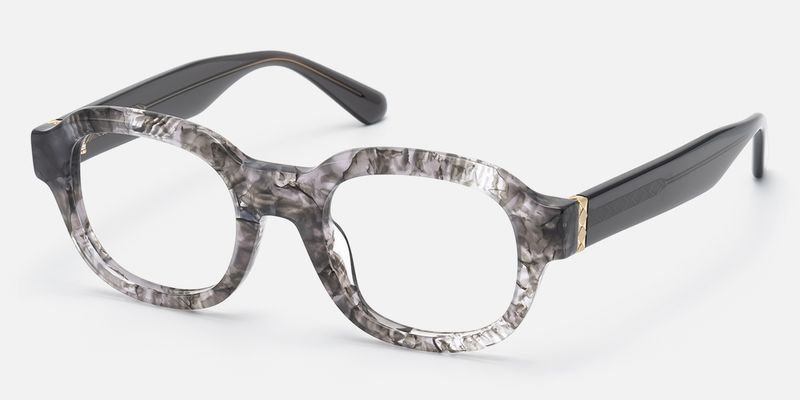 Eerie - Thick Gray Marbled Round Tortoise Frame | Vooglam
