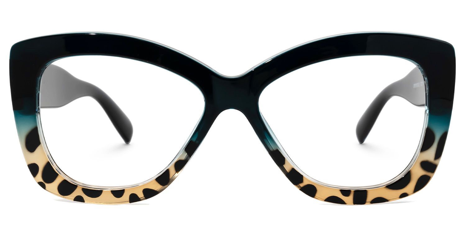 Undra - Bold Eyeglasses with Leopard Print by Vooglam - Angle View