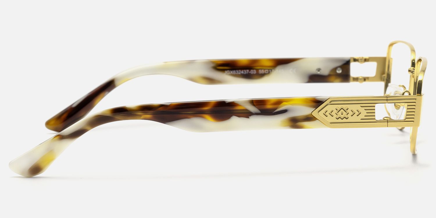 Cypher - Rectangle Gold Eyeglasses | Vooglam Side View