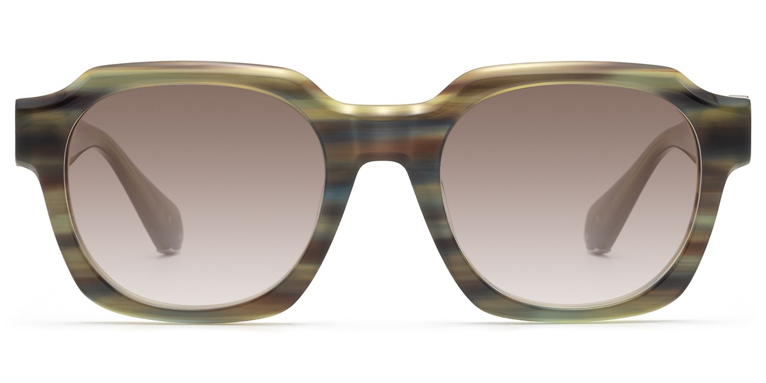 Frame Size of Vernon - Olive Green Striped Gradient Sunglasses | Vooglam