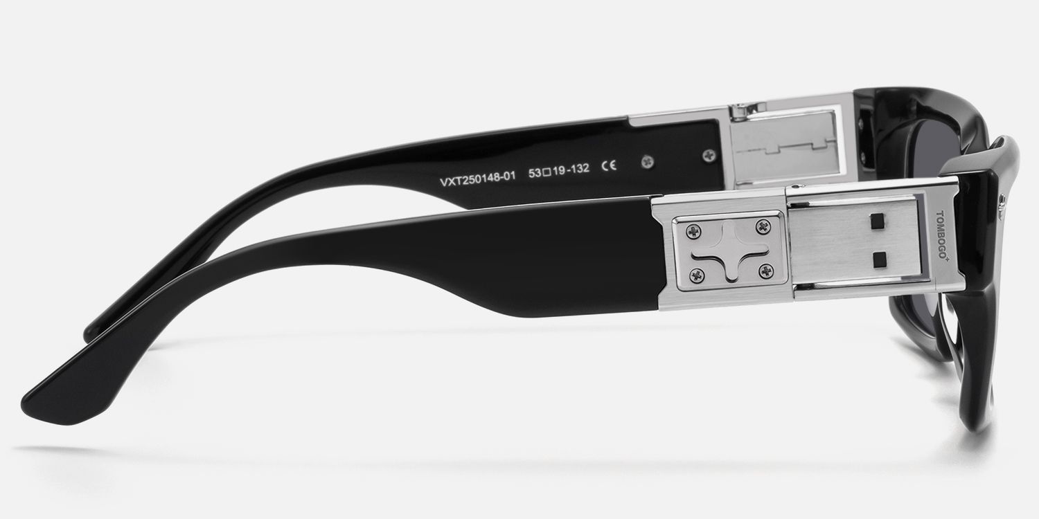 The Programmer - Bold Black USB Sunglasses | Vooglam Side View