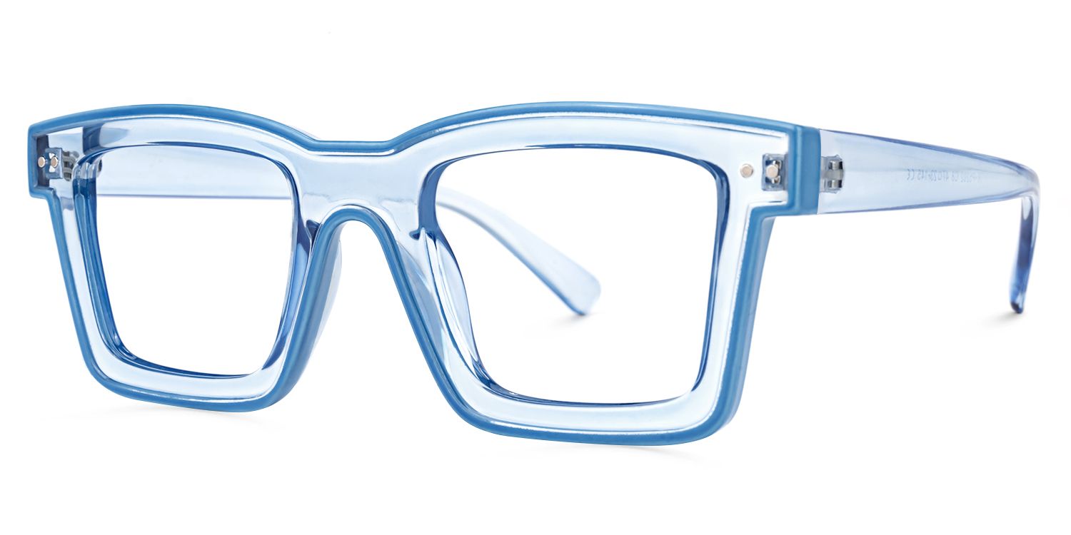 Delaram - Rectangle Blue Eyeglasses | Vooglam Front View