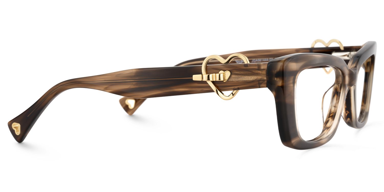 Odina - Rectangle Brown Eyeglasses | Vooglam 4