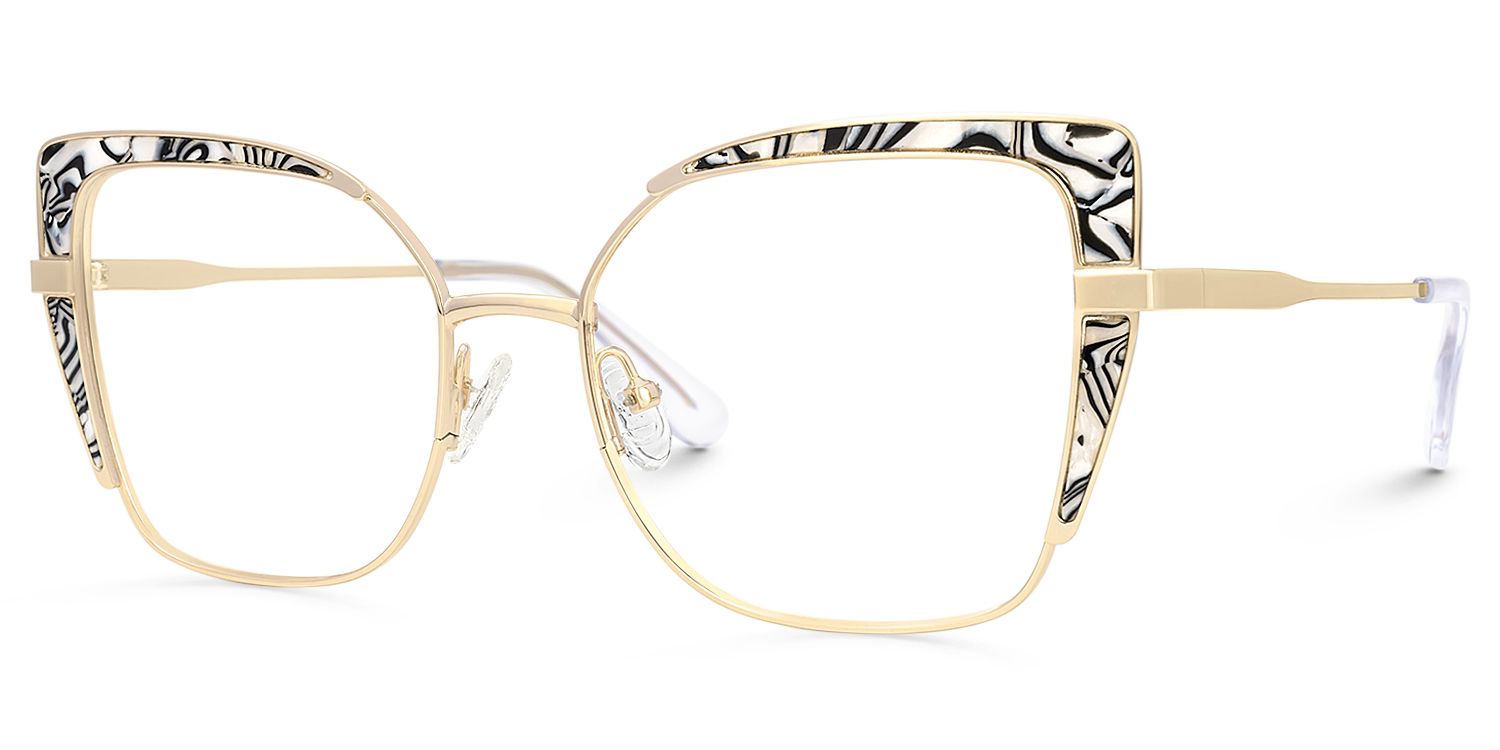 Jabilo - Cat Eye Gold Eyeglasses | Vooglam Front View