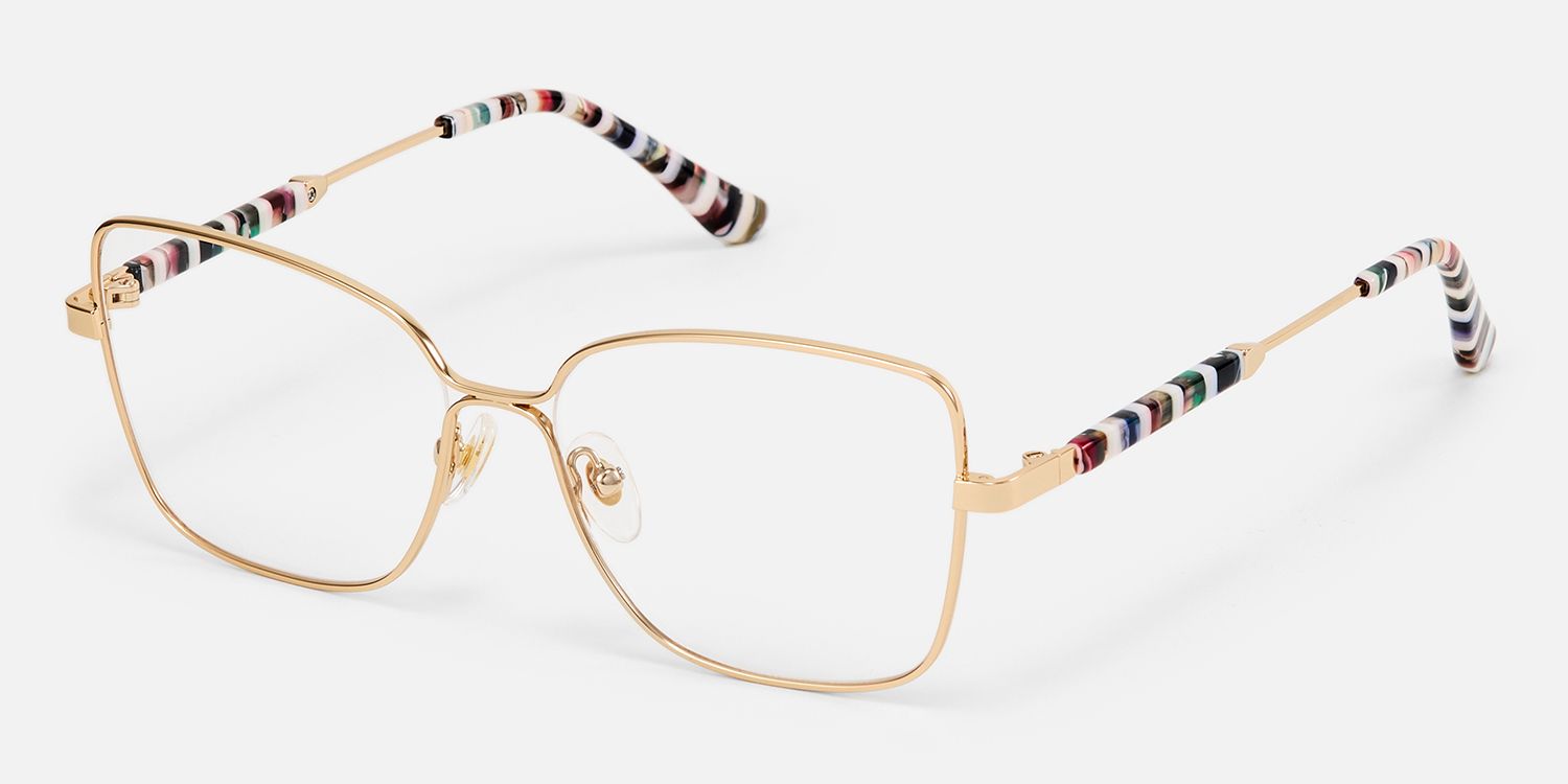 Briar - Square Gold Eyeglasses | Vooglam Front View