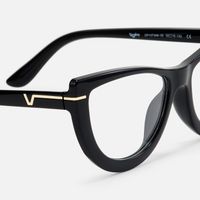 Rhea - Chic Black Glasses with Golden Accents | Vooglam Design Details