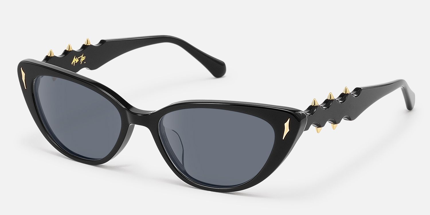 As If - Cat Eye Black Sunglasses | Vooglam Front View