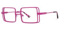 Fergus - Rectangle Pink Eyeglasses | Vooglam Front View