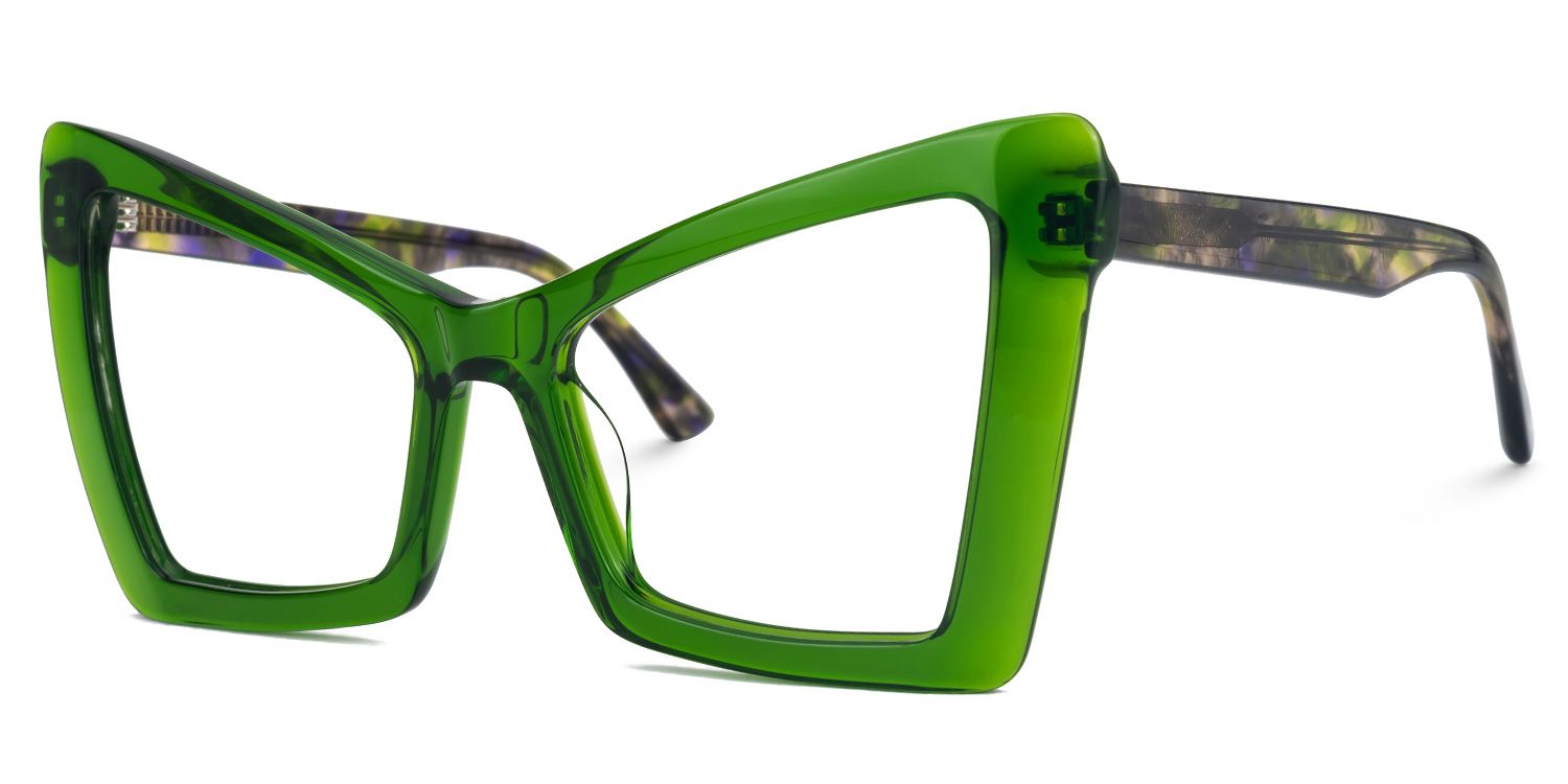 Elidius - Cat Eye Green Eyeglasses | Vooglam Front View