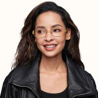 Cypher - Rectangle Gold Eyeglasses | Vooglam On Model 1