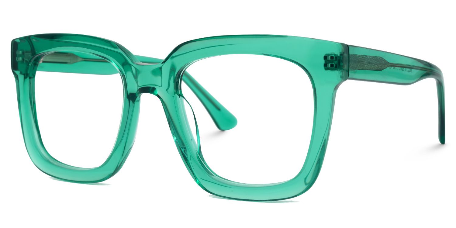 Eisa - Square Green Eyeglasses | Vooglam Front View
