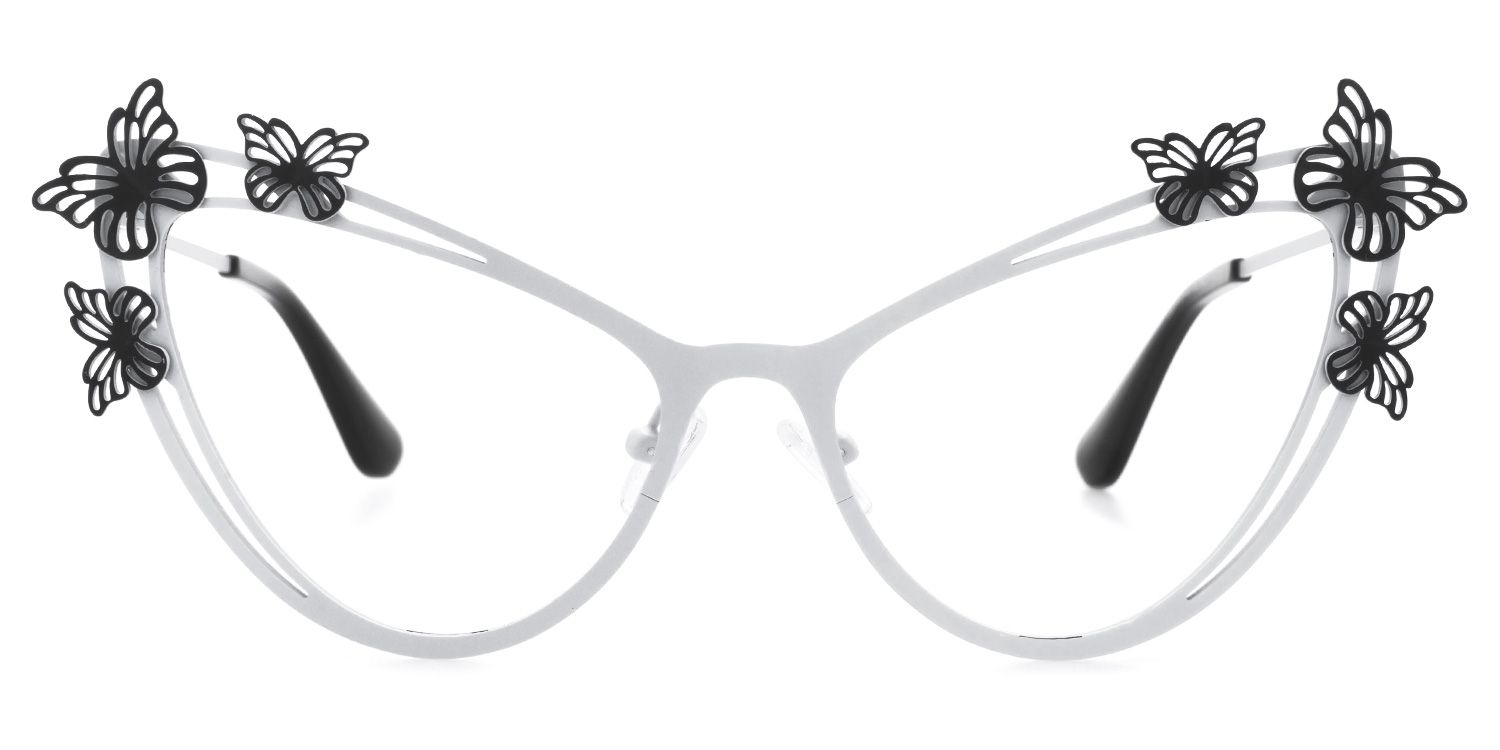 Elkan - Cat Eye White Eyeglasses | Vooglam Angle View