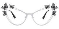 Elkan - Cat Eye White Eyeglasses | Vooglam Angle View