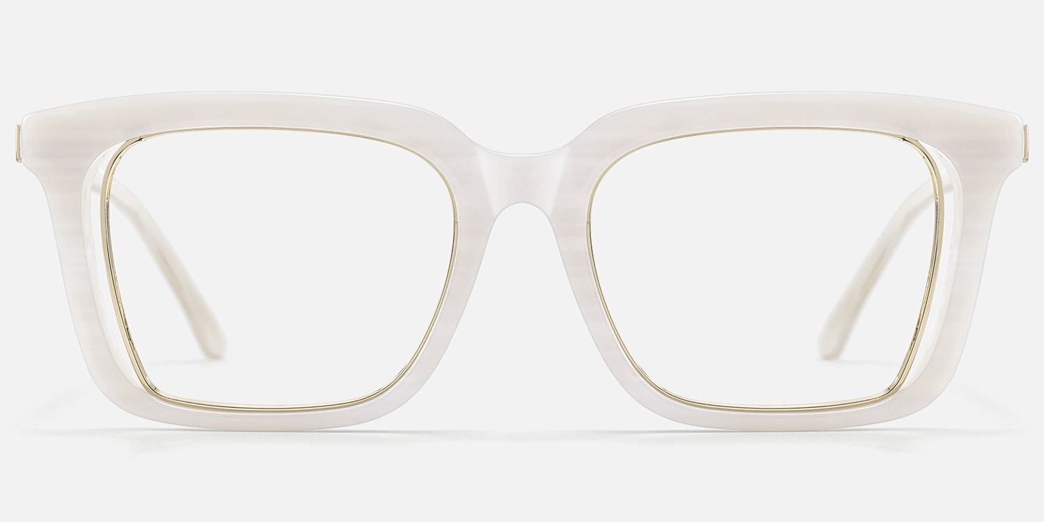 Chaparral - Retro Rectangle White Eyeglasses | Vooglam Angle View