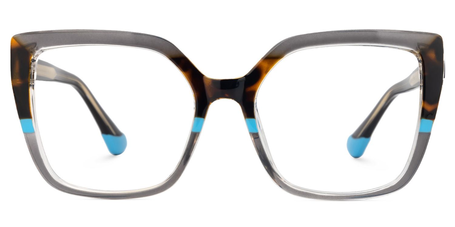 Faizan - Square Grey Eyeglasses | Vooglam Angle View